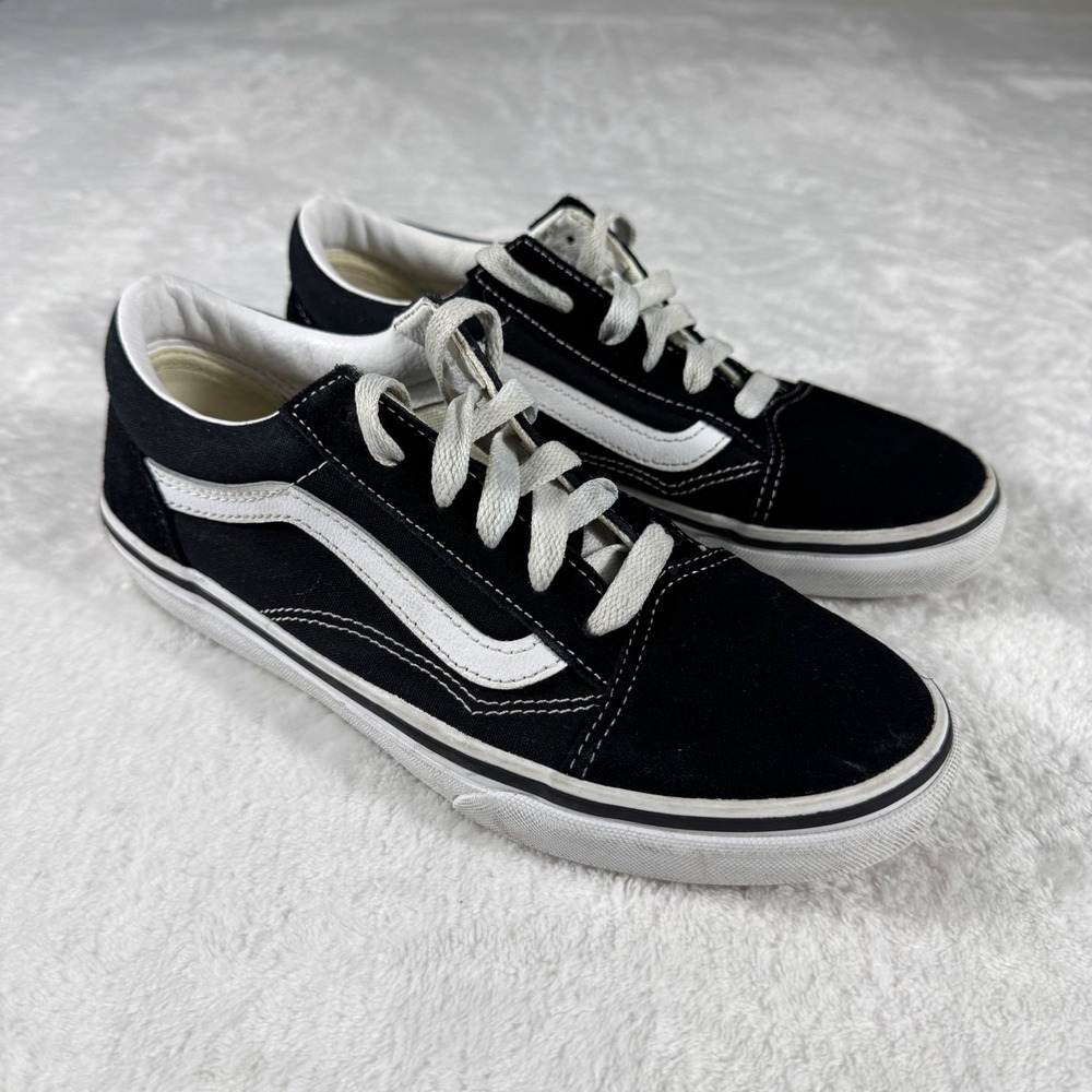 Vans Old Skool Kids Sneakers Black White Suede Skate Shoes Size 4.5 Junior